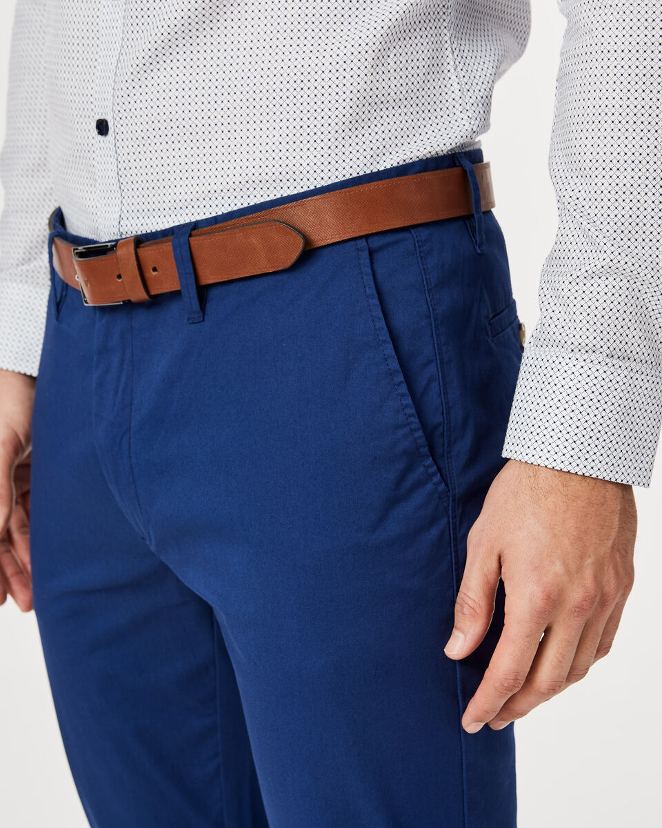 Slim Stretch Cotton Chino, Dark Cobalt, hi-res
